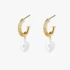 Silver Linings Aada Pearl Gold Hoop Earrings