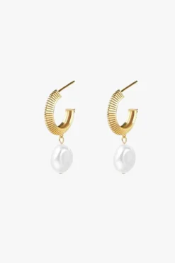 Silver Linings Aada Pearl Gold Hoop Earrings