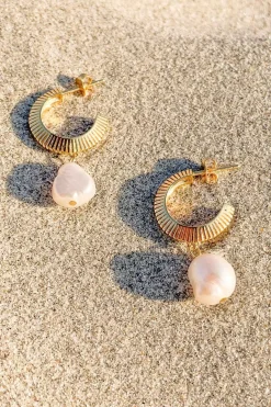 Silver Linings Aada Pearl Gold Hoop Earrings