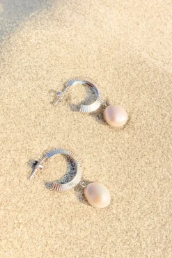 Silver Linings Aada Pearl Silver Hoop Earrings