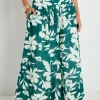 Ivy + Jack Affinity Forest Floral Shirred Back Tiered Maxi Skirt