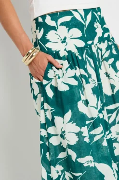Ivy + Jack Affinity Forest Floral Shirred Back Tiered Maxi Skirt