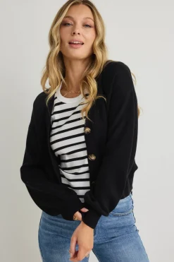 Ivy + Jack Agatha Black Fine Knit Cardigan
