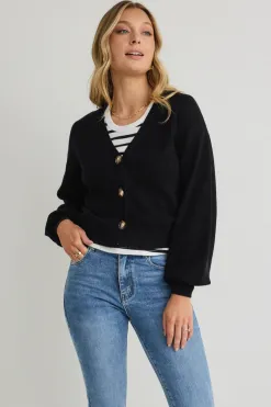 Ivy + Jack Agatha Black Fine Knit Cardigan