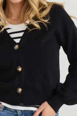 Ivy + Jack Agatha Black Fine Knit Cardigan