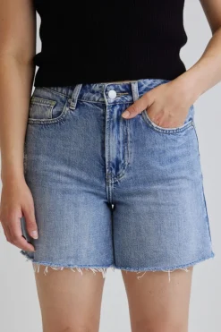 Among the Brave Aimee Mid Blue Denim Shorts
