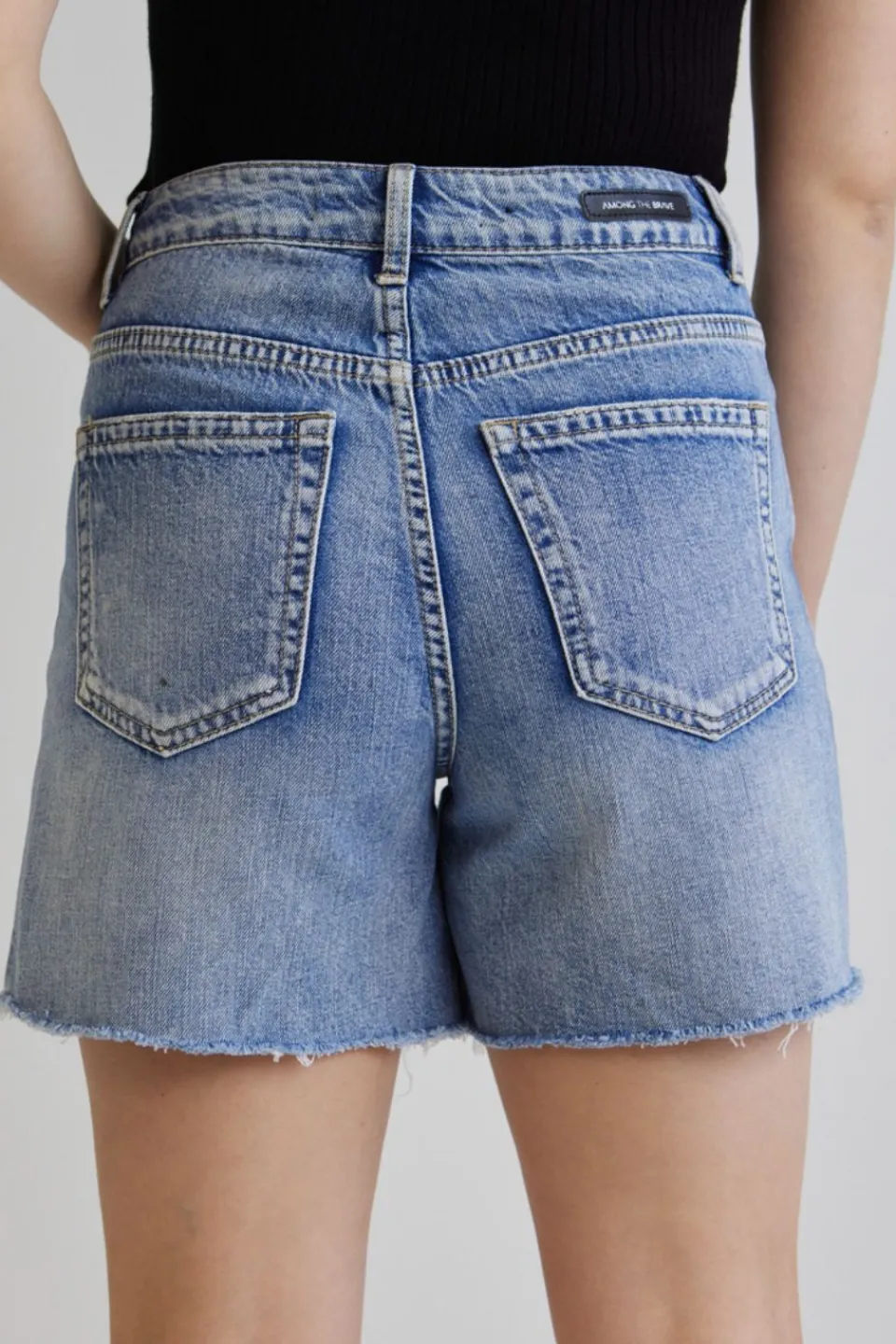 Among the Brave Aimee Mid Blue Denim Shorts