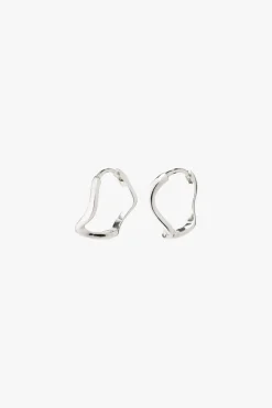 Pilgrim Alberte Organic Shape Hoop Earrings Silver