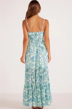 Mink Pink Alessia Blue Floral Strappy Maxi Dress