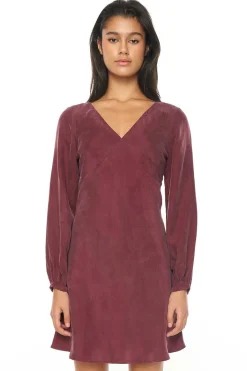 Huffer Alix Dark Cherry LS Mini Shift Dress