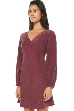 Huffer Alix Dark Cherry LS Mini Shift Dress