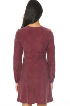Huffer Alix Dark Cherry LS Mini Shift Dress