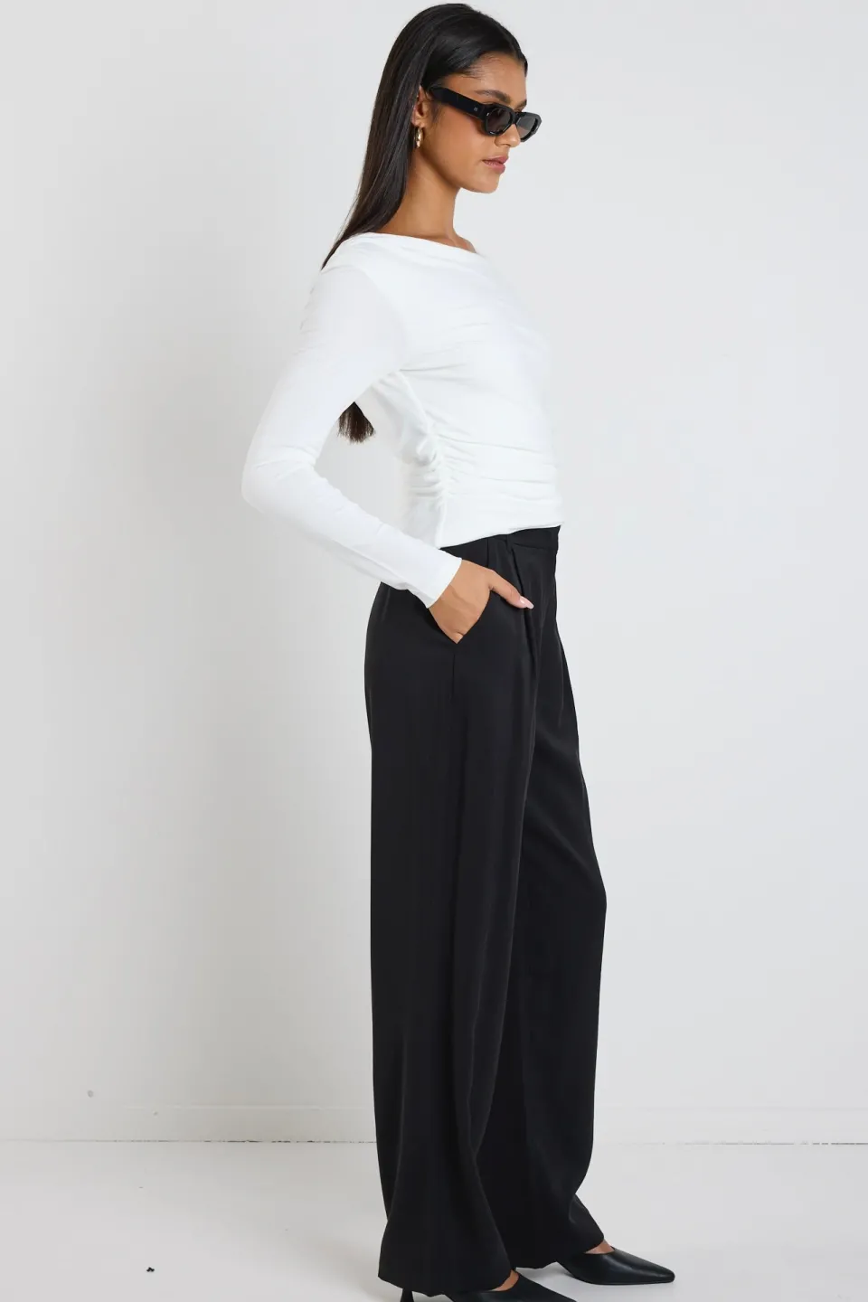 Ivy + Jack Alley Ivory Rib Asymmetric Neck Top