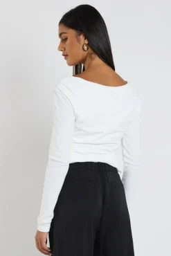 Ivy + Jack Alley Ivory Rib Asymmetric Neck Top