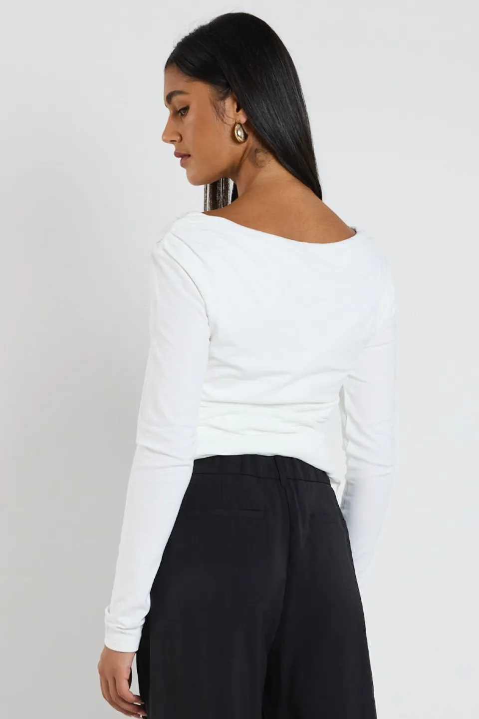 Ivy + Jack Alley Ivory Rib Asymmetric Neck Top