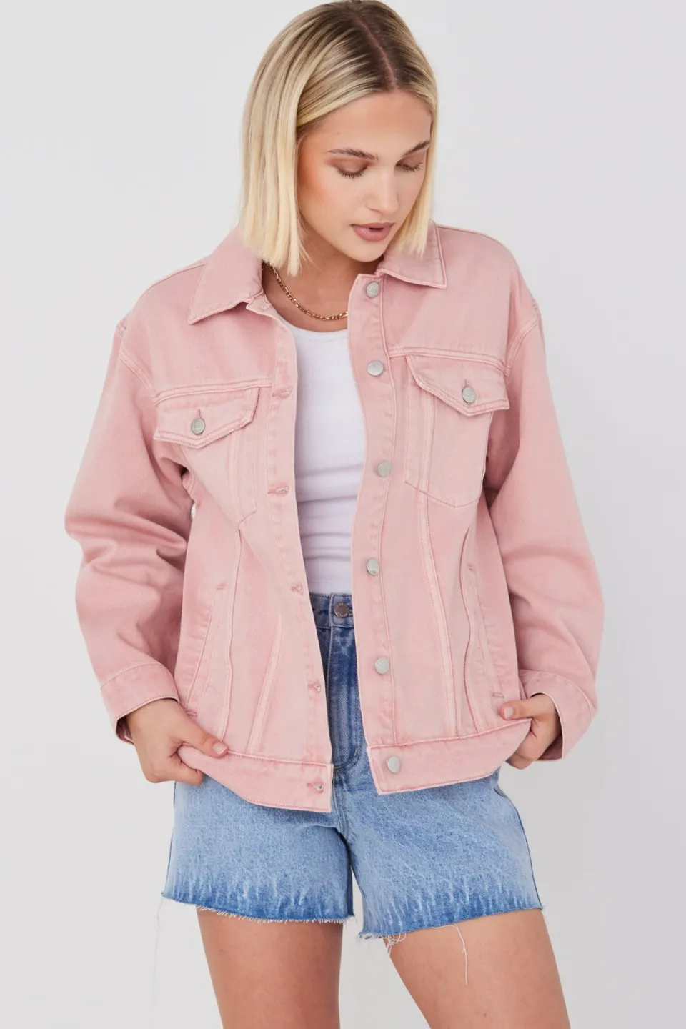 RE:UNION Label Always Mushroom Pink Denim Jacket