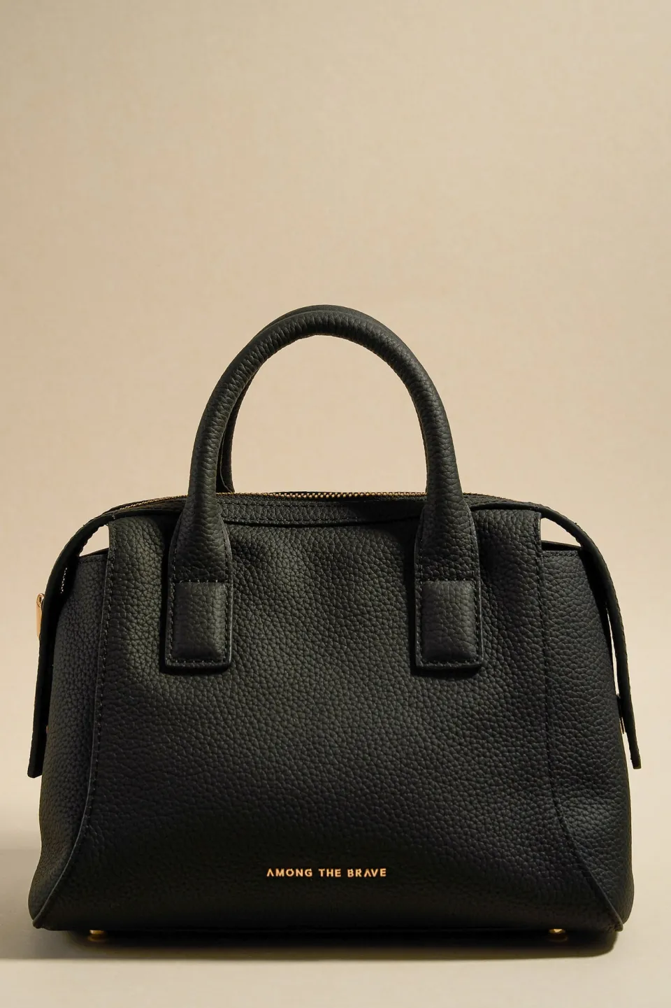 Among the Brave Amalfi Black Leather Double Handle Shoulder Bag