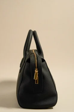 Among the Brave Amalfi Black Leather Double Handle Shoulder Bag