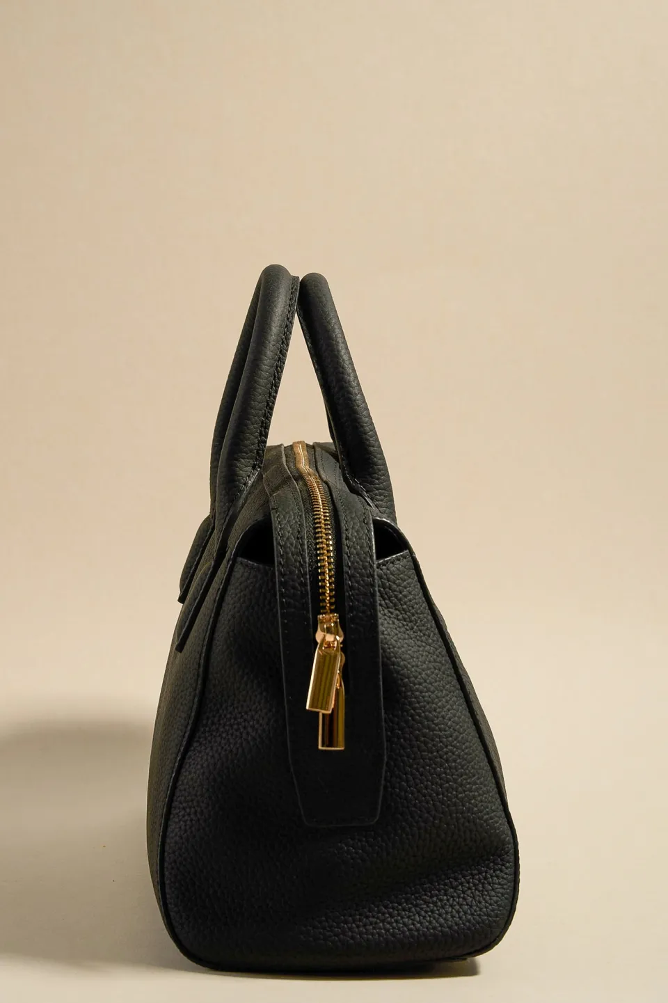 Among the Brave Amalfi Black Leather Double Handle Shoulder Bag