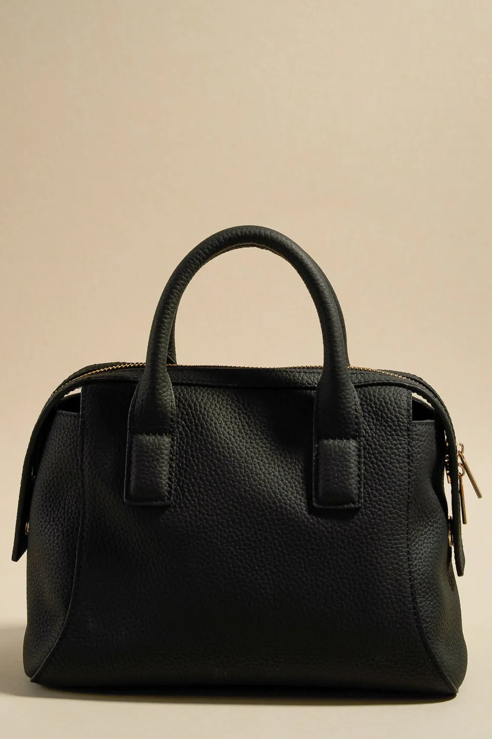 Among the Brave Amalfi Black Leather Double Handle Shoulder Bag