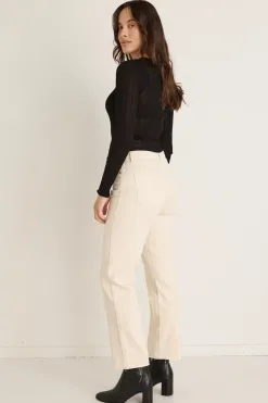 Among the Brave Amelia Ecru Mid Rise Slim Boyfriend Jean