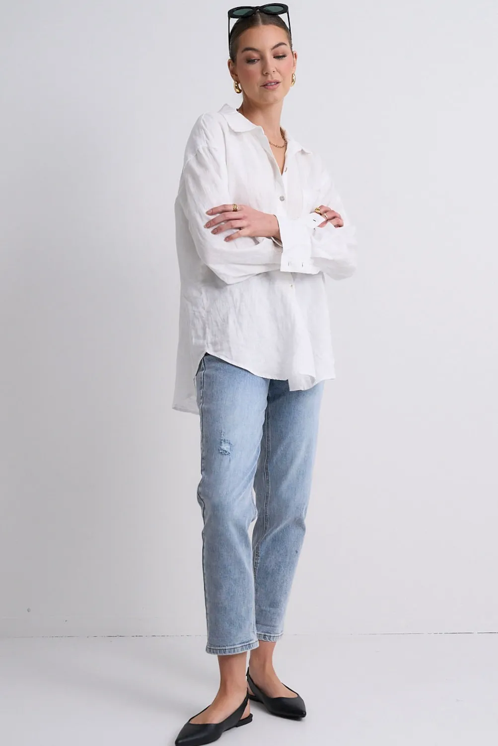 Among the Brave Amelia Mid Blue Mid Rise Slim Leg Jean
