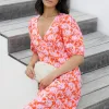 Among the Brave Amora Pink Floral Shadows SS Bias Midi Dress