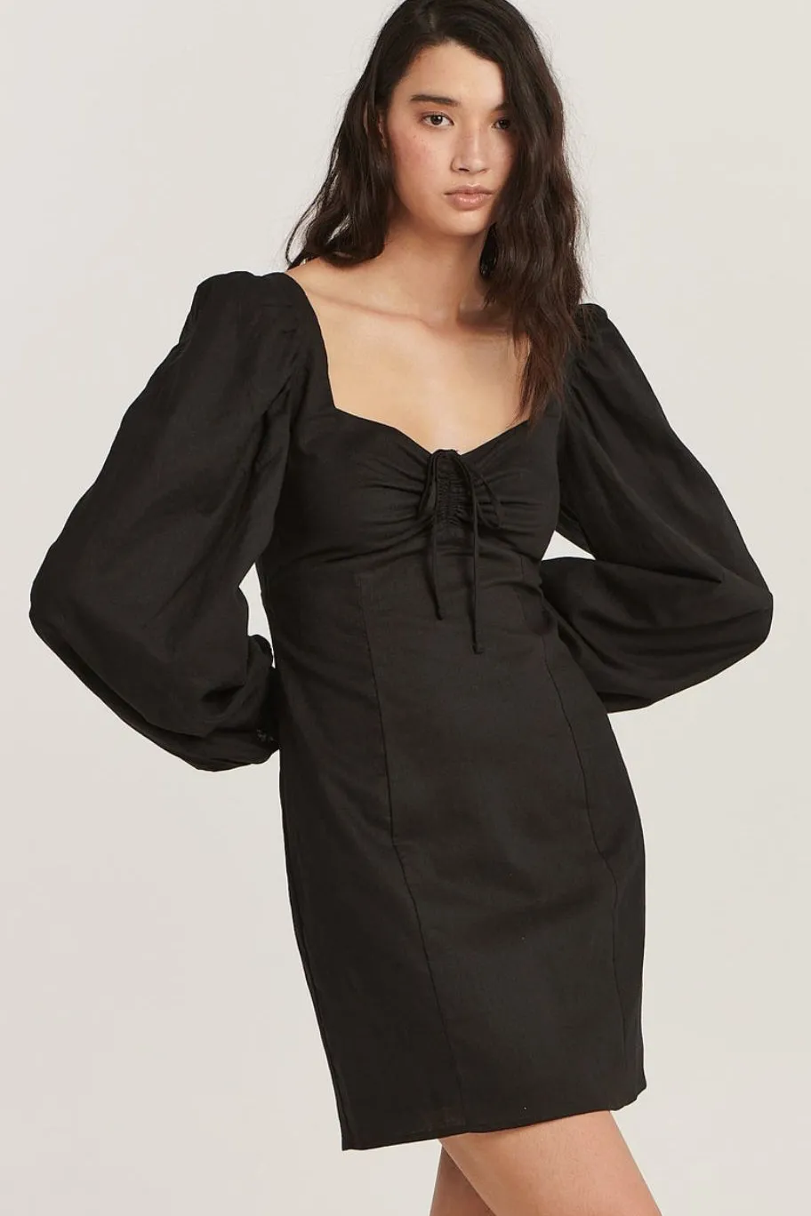 Charlie Holiday Andrea Black LS Mini Dress