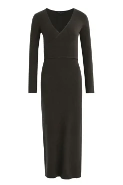 Among the Brave Another Dark Khaki Wrap Rib Knit Maxi Dress