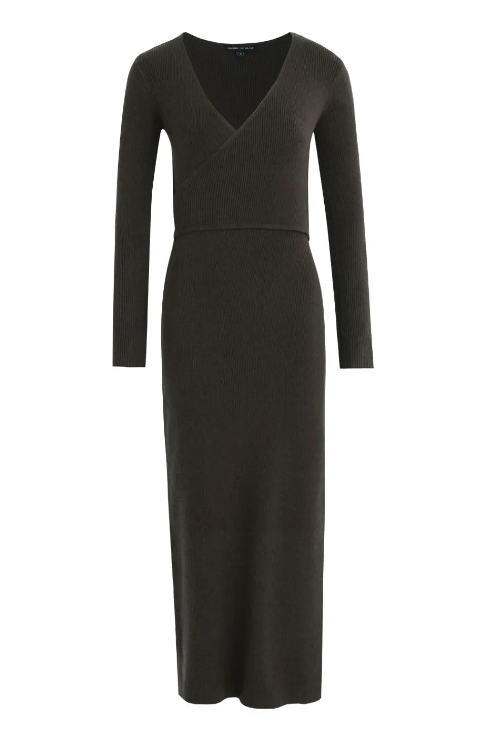 Among the Brave Another Dark Khaki Wrap Rib Knit Maxi Dress