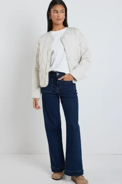 Stories be Told Apex Putty Collarless Puffer Jacket
