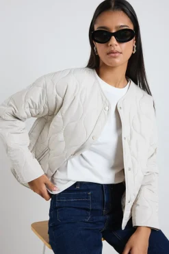 Stories be Told Apex Putty Collarless Puffer Jacket