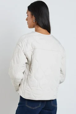 Stories be Told Apex Putty Collarless Puffer Jacket