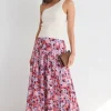 Ivy + Jack Aquarius Lilac Meadows Tiered Split Front Maxi Skirt