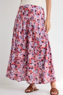 Ivy + Jack Aquarius Lilac Meadows Tiered Split Front Maxi Skirt