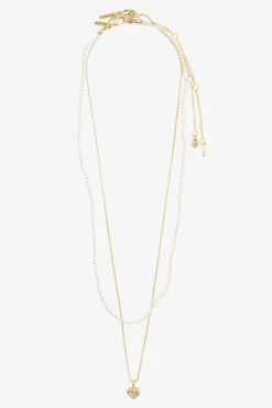 Pilgrim Arlet Heart Pendant Double Gold Plated Necklace