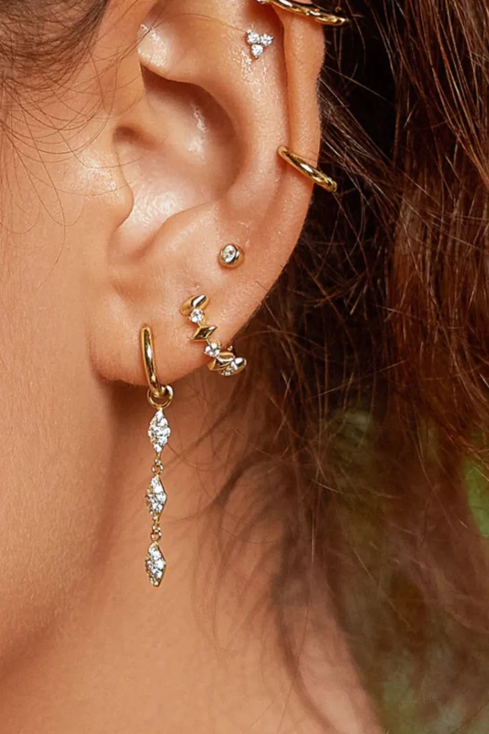 Ania Haie Art Deco Sparkle Gold Huggie Earring