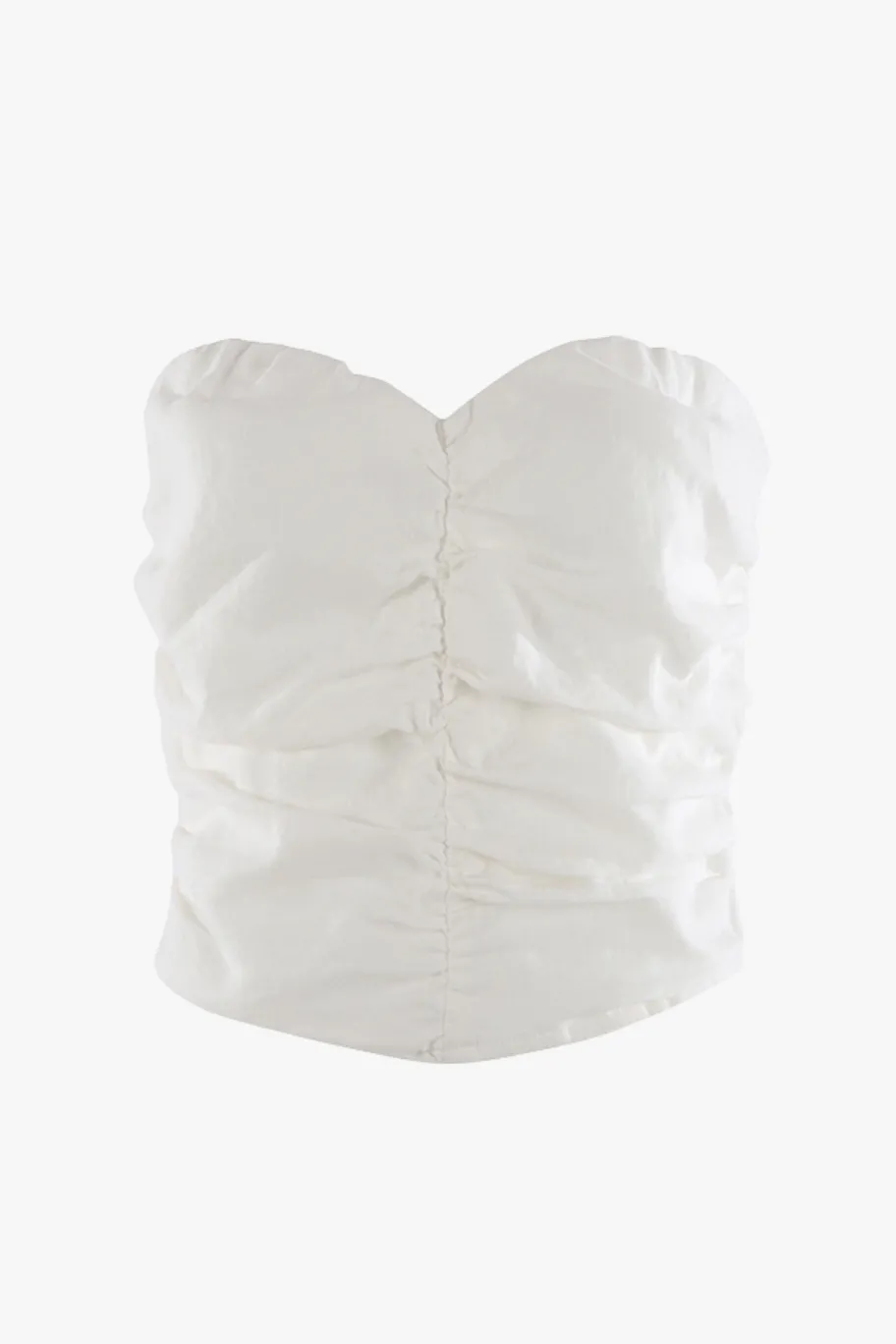 Stories be Told Ascend White Linen Strapless Rouched Top