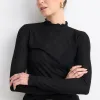 Among the Brave Asher Black LS Lettuce Edge Knit Top