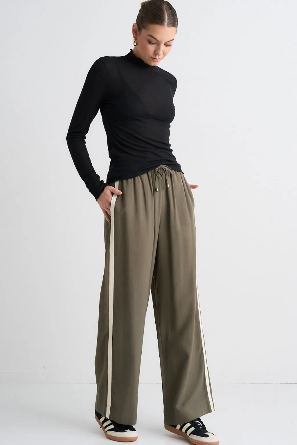 Among the Brave Asher Black LS Lettuce Edge Knit Top