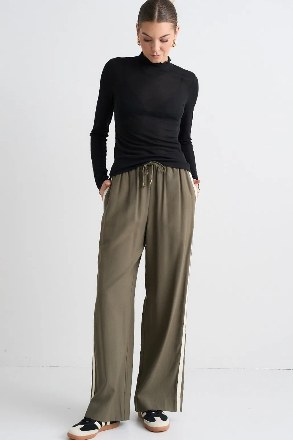 Among the Brave Asher Black LS Lettuce Edge Knit Top