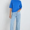 Among the Brave Assemble Azure Blue Alpaca Blend Raglan Knit Tee