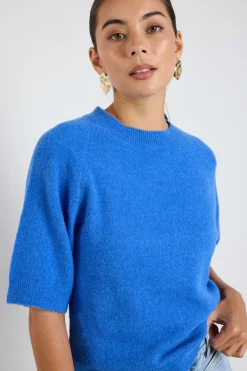 Among the Brave Assemble Azure Blue Alpaca Blend Raglan Knit Tee