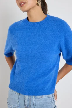 Among the Brave Assemble Azure Blue Alpaca Blend Raglan Knit Tee