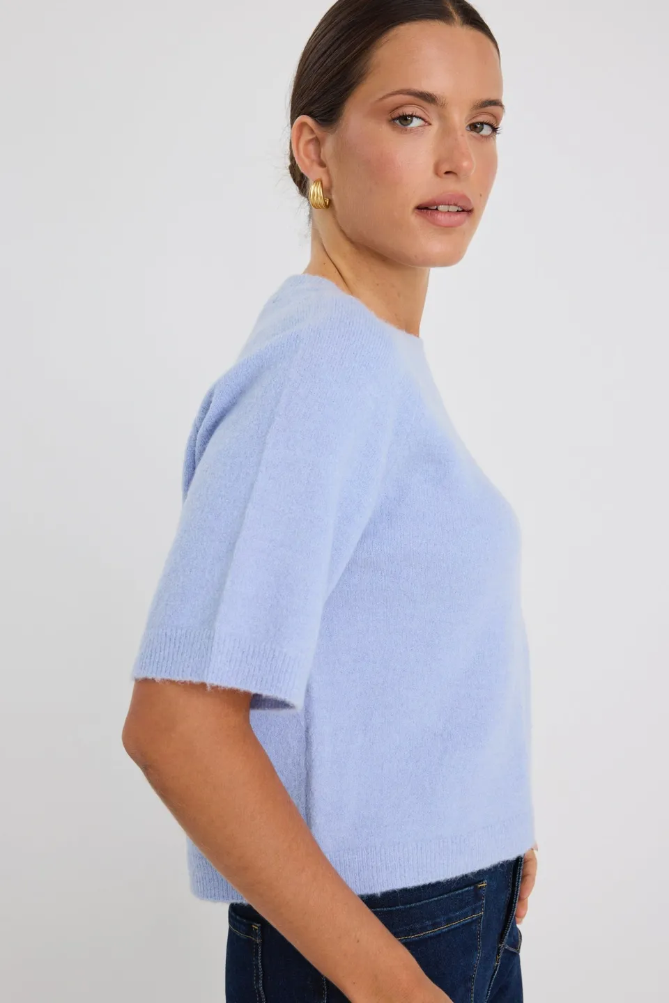 Among the Brave Assemble Ice Blue Alpaca Blend Raglan Knit Tee