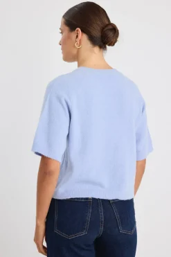 Among the Brave Assemble Ice Blue Alpaca Blend Raglan Knit Tee