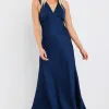 Stories be Told Aston Ink Jacquard Satin Bias Flared Maxi Dress