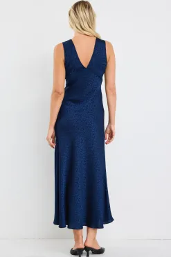 Stories be Told Aston Ink Jacquard Satin Bias Flared Maxi Dress