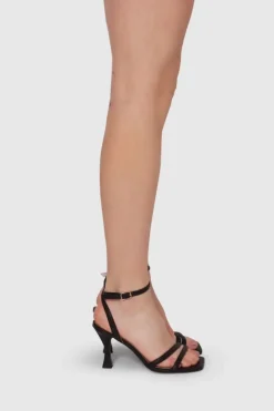 Nude Atticus Black Double Strap Heel