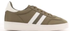 Alfie u0026 Evie Attitude Army Double White Stripe Nylon Sneaker